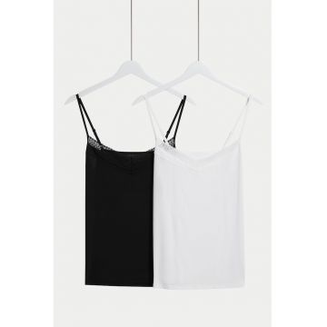 Set de top-uri cu insertii din dantela - 2 piese