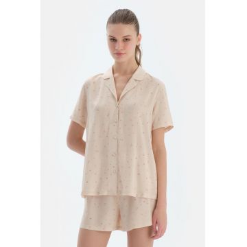 Bluza de pijama cu maneci scurte si model floral