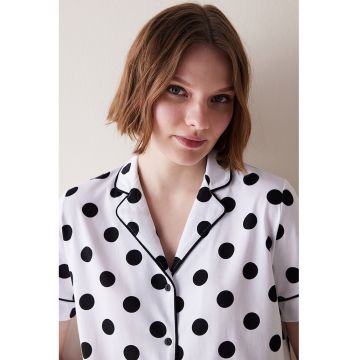 Bluza de pijama din bumbac cu imprimeu cu buline