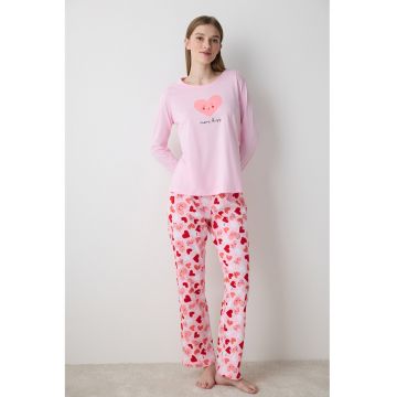 Bluza de pijama din bumbac cu model grafic