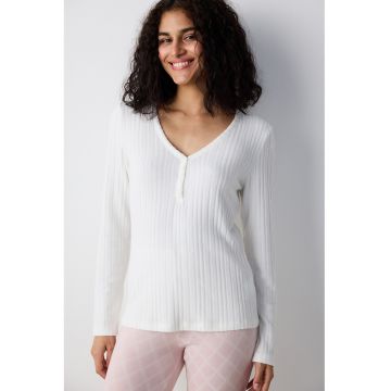 Bluza de pijama striata cu decolteu in V