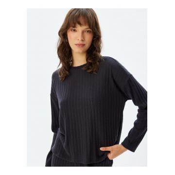 Bluza de pijama striata cu maneci cazute