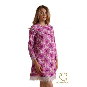 Camasa de noapte cu maneca lunga si imprimeu floral