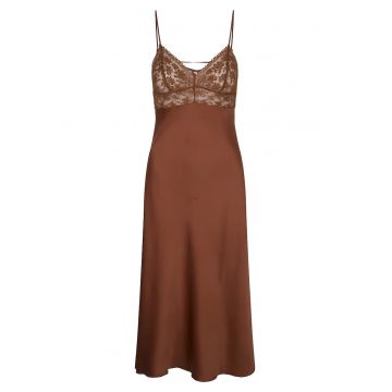 Camasa de noapte cu model furou din satin si dantela