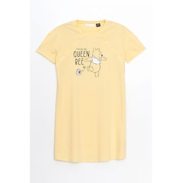 Camasa de noapte din bumbac cu imprimeu cu Winnie The Pooh