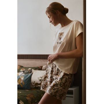 Medicine pijamale de bumbac culoarea bej, bumbac