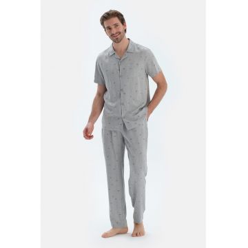 Pantaloni de pijama cu snur de ajustare si model