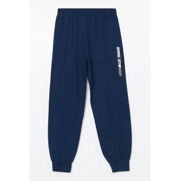 Pantaloni din bumbac cu imprimeu text