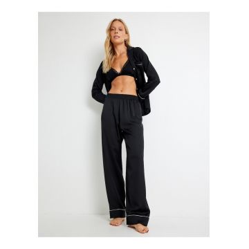 Pantaloni drepti de pijama cu talie medie