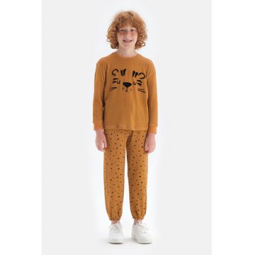 Pantaloni lungi de pijama cu model cu buline