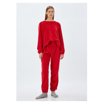 Pantaloni polar de pijama cu snur