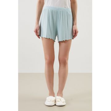 Pantaloni scurti de pijama cu model striat si terminatii valurite