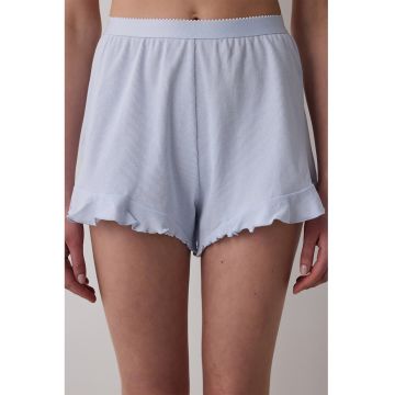 Pantaloni scurti de pijama cu volane si talie inalta