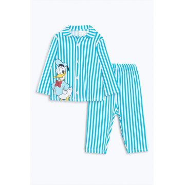 Pijama cu imprimeu Donald Duck si model in dungi