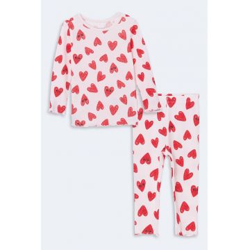 Pijama cu imprimeu inimi