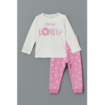 Pijama cu maneci lungi si imprimeu