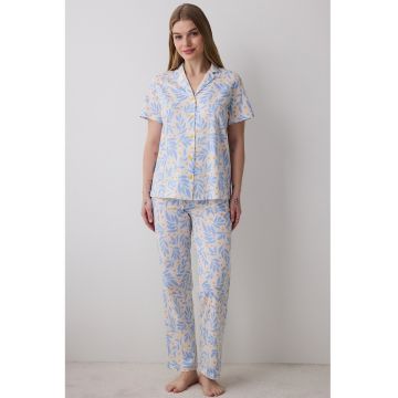 Pijama cu nasturi si imprimeu