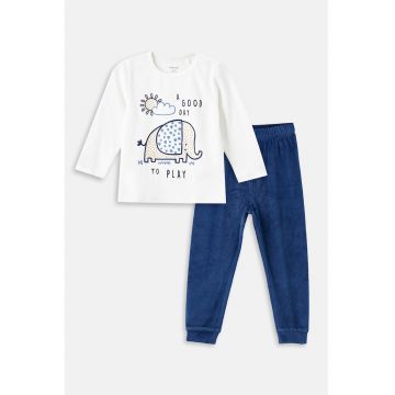 Pijama cu pantaloni lungi si imprimeu grafic