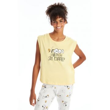 Pijama cu pantaloni lungi si model grafic