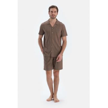 Pijama cu pantaloni scurti din amestec de modal si model in dungi