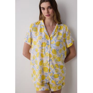 Pijama cu pantaloni scurti si imprimeu frcute