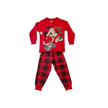 Pijama de bumbac baby cu tematica de Craciun  Rosu -