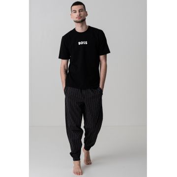 Pijama de bumbac cu imprimeu logo