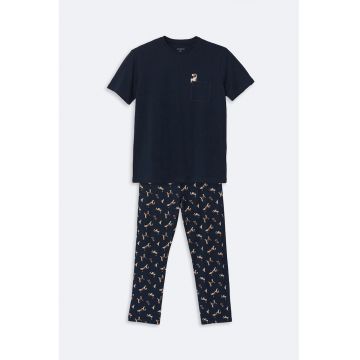 Pijama de bumbac cu model cu caini