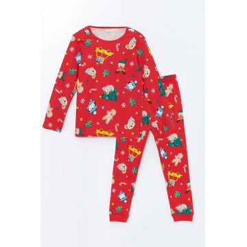 Pijama de bumbac cu model de Craciun