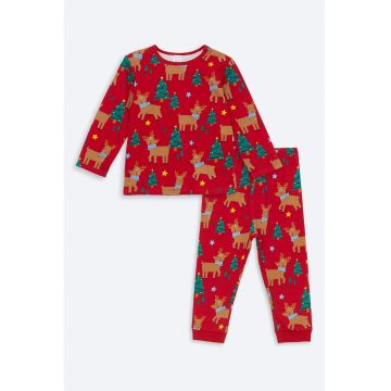 Pijama de bumbac cu model de Craciun