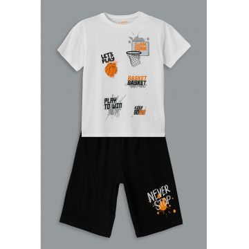 Pijama de bumbac cu model text