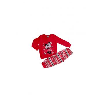 Pijama de bumbac cu tematica de Craciun -  Rosu - 128 cm - 8 ani
