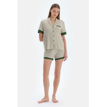 Pijama din amestec de bumbac cu buline