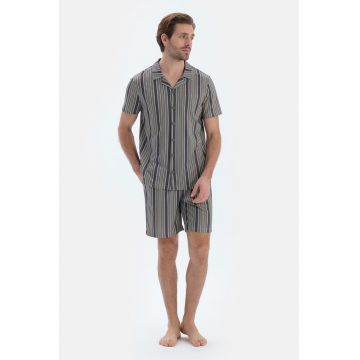 Pijama din amestec de bumbac cu model in dungi