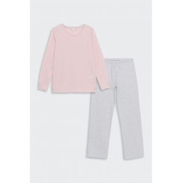 Pijama din amestec de bumbac cu pantaloni lungi