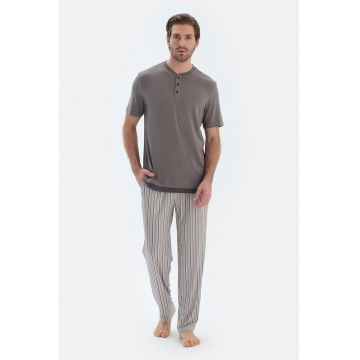Pijama din amestec de lyocell cu model in dungi