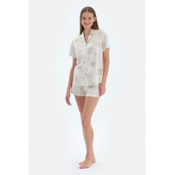 Pijama din amestec de modal cu imprimeu grafic