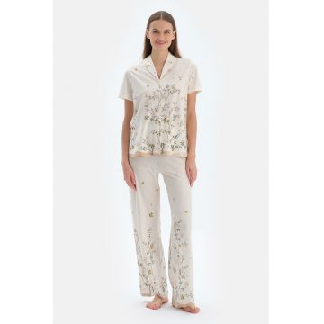 Pijama din amestec de modal cu model floral