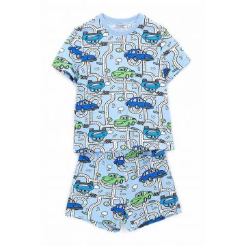 Pijama din bumbac cu imprimeu