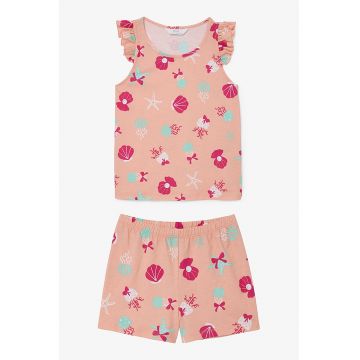 Pijama din bumbac cu imprimeu