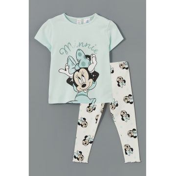 Pijama din bumbac cu imprimeu cu desene animate
