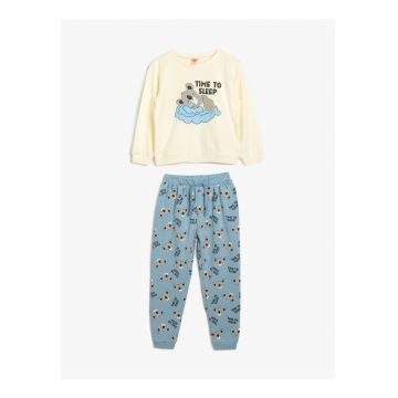 Pijama din bumbac cu imprimeu grafic