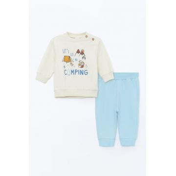 Pijama din bumbac cu imprimeu