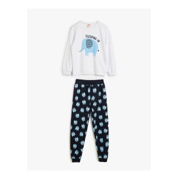 Pijama din bumbac cu model grafic