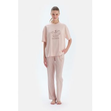 Pijama din bumbac si modal cu model