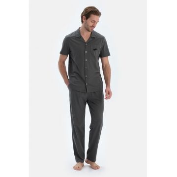 Pijama din bumbac si modal cu nasturi