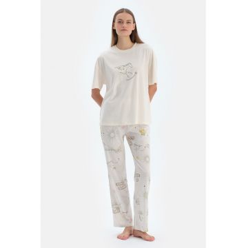 Pijama lejera din amestec de modal cu imprimeu grafic