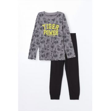 Pijama lunga cu imprimeu grafic