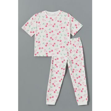 Pijama lunga cu imprimeu grafic