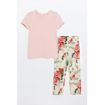 Pijama lunga cu model floral